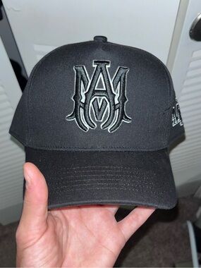 AMIRI Black Logo Patch Snapback Cap